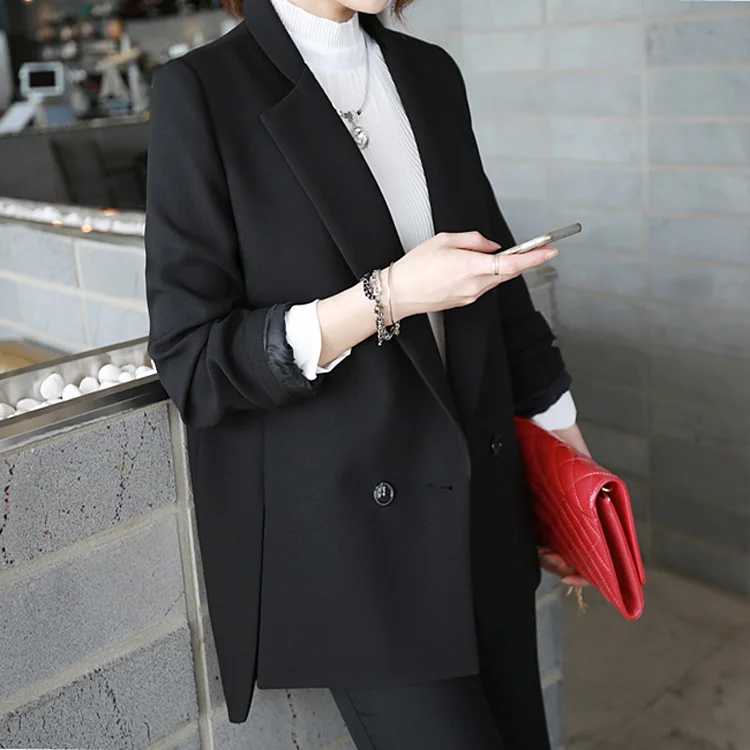 Noir Dames Court Entaillé Avant Dos Travail Longue Chic Fit Blazers Slim Blazer 2018 Printemps Veste Costume black Blue Formelle white Femmes Bureau De MpVSjqGzLU