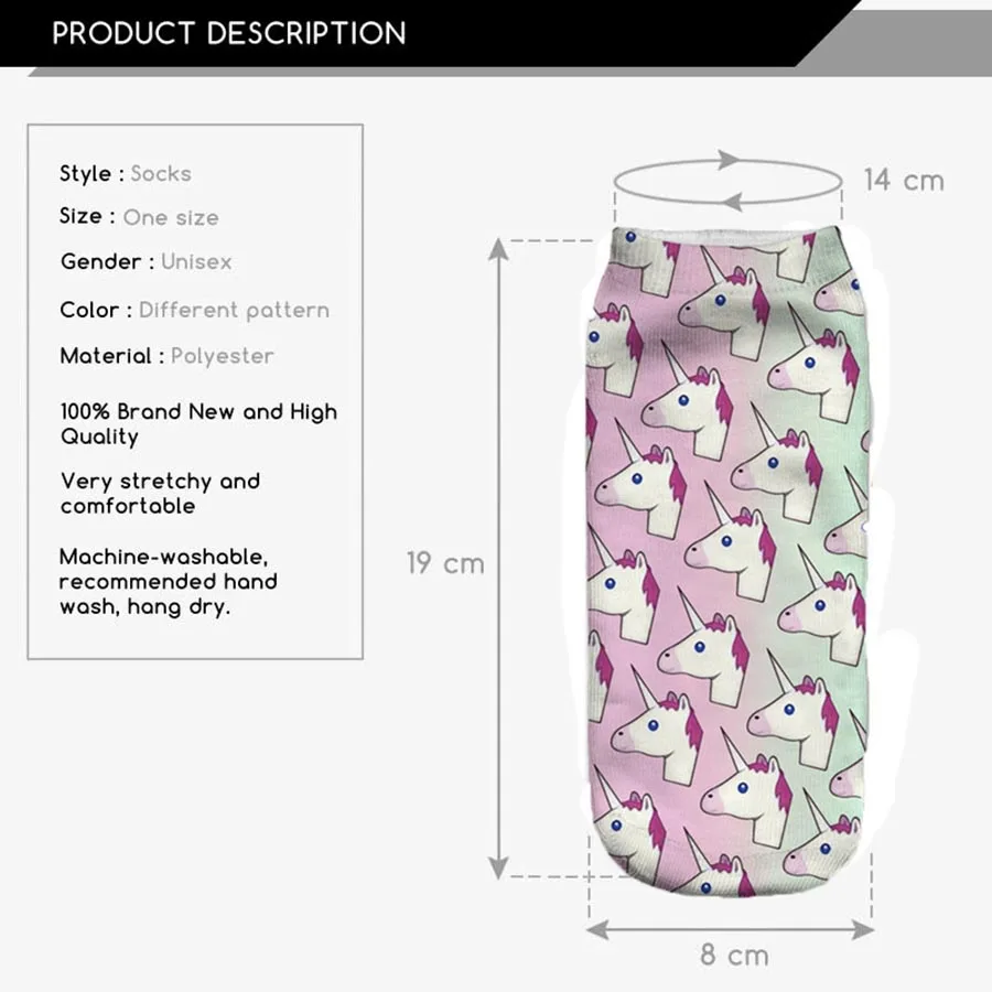 [Cospacool] цвета Harajuku 3D носки женские мопс/обувь принт Meias повседневные Calcetines унисекс