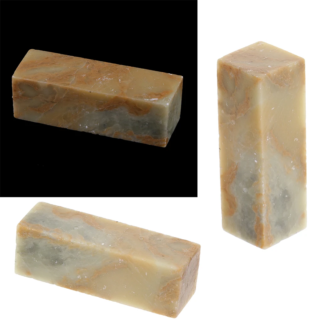 

3x DIY Handmade Chinese Stone Chop Stamp Material Seals Stone Ornament Decor