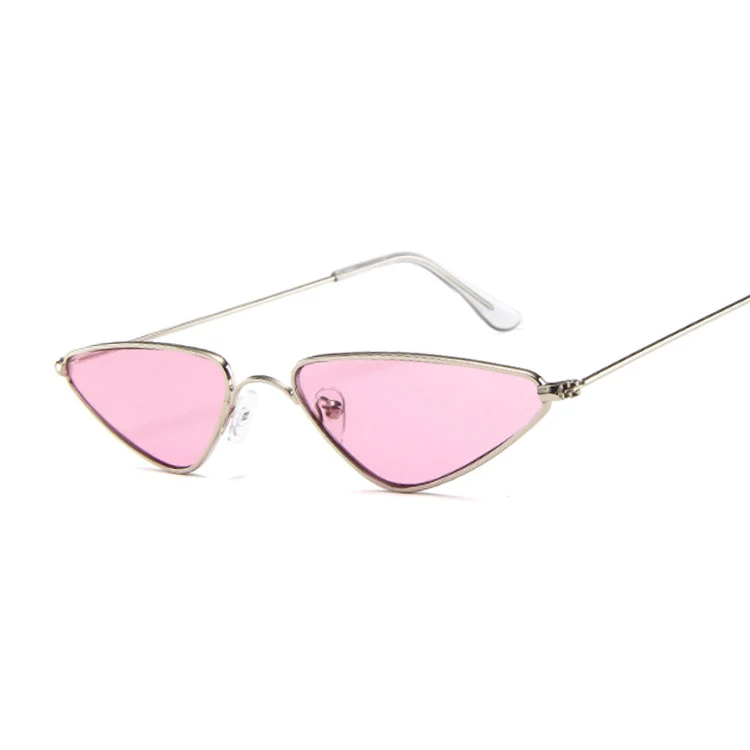 Металлические солнцезащитные очки кошачий глаз в небольшой оправе, женские классические винтажные Цветные Зеркальные Солнцезащитные очки с изображением Меркурий океана - Цвет линз: SilverPink