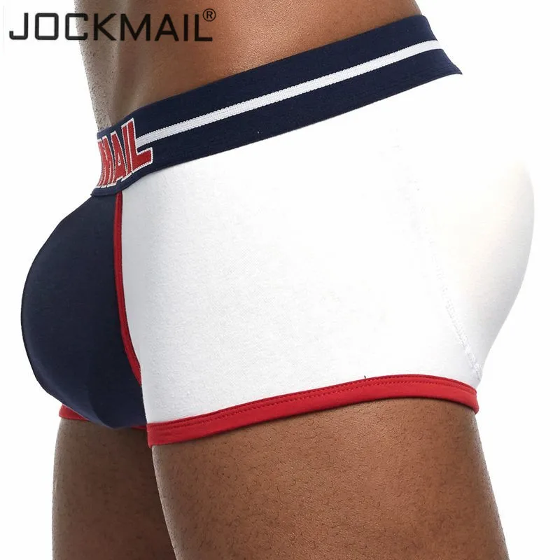 JOCKMAIL, Брендовое, увеличивающее Мужское нижнее белье, боксеры, сексуальные, выпуклость, мягкий, гей, накладка на пенис спереди+ сзади, волшебные ягодицы, съемные, пуш-ап чашки