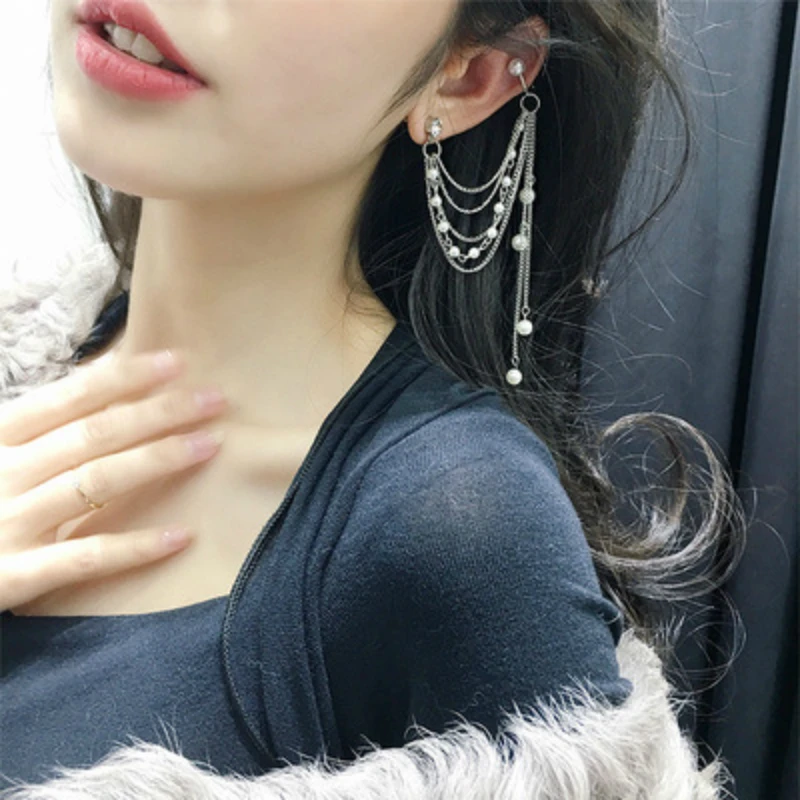 

New Pearl Earrings For Women Earings Fashion Jewelry Metal Chain Tassel Temperament Earrings Wholesale Oorbellen Brincos Brinco