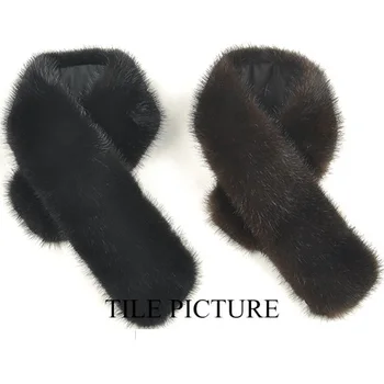 

NEW MENS GENUINE BLACK AND BROWN MINK FUR SCARF SCARVES L#32