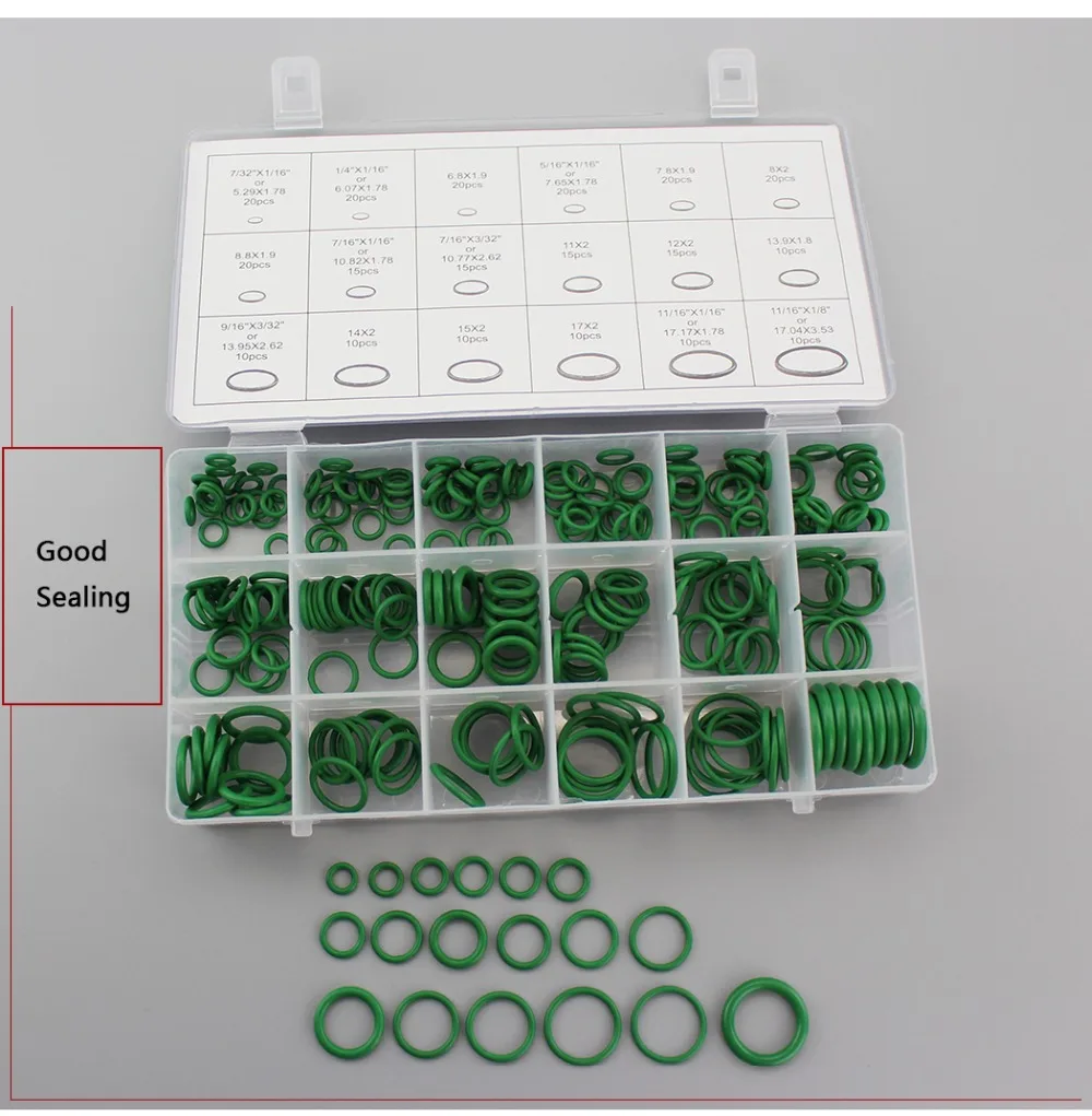 Натуральный Буна Резина(NBR) зеленый уплотнение запасных уплотнительных колец 18 размеров прочная уплотнительных кольца не ассортимент набор замена герметизация Наборы 270 шт./компл