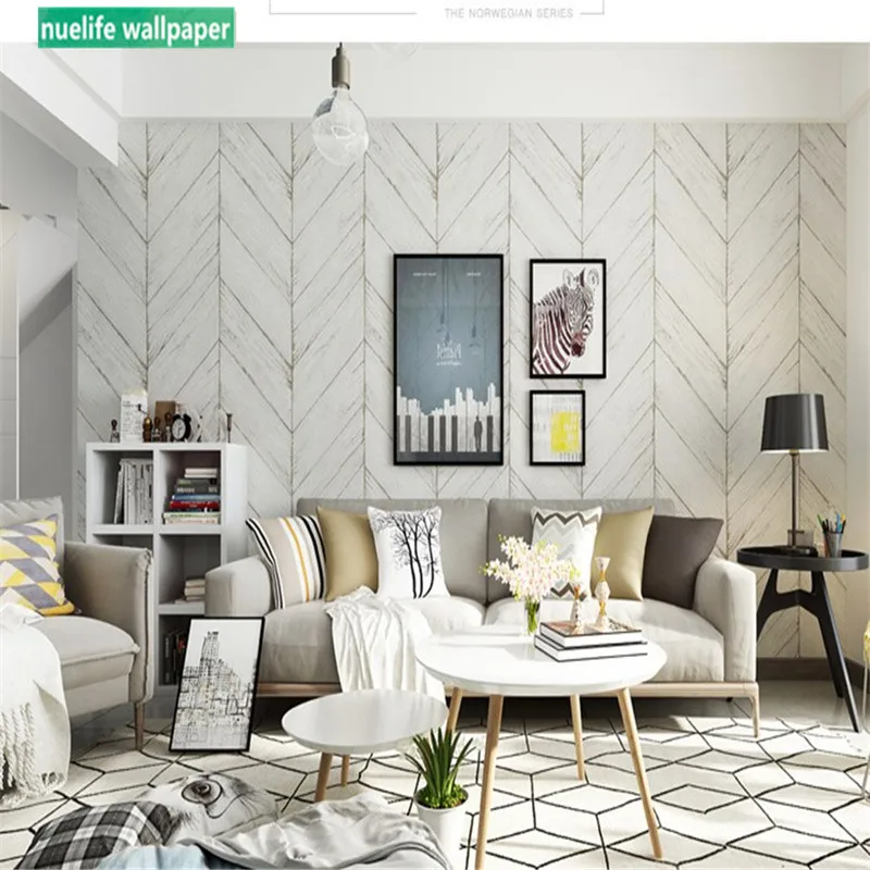 グレーヘリンボーン木目壁紙寝室研究リビングルームダイニングルーム背景の壁の不織布壁紙 Wallpapers Aliexpress