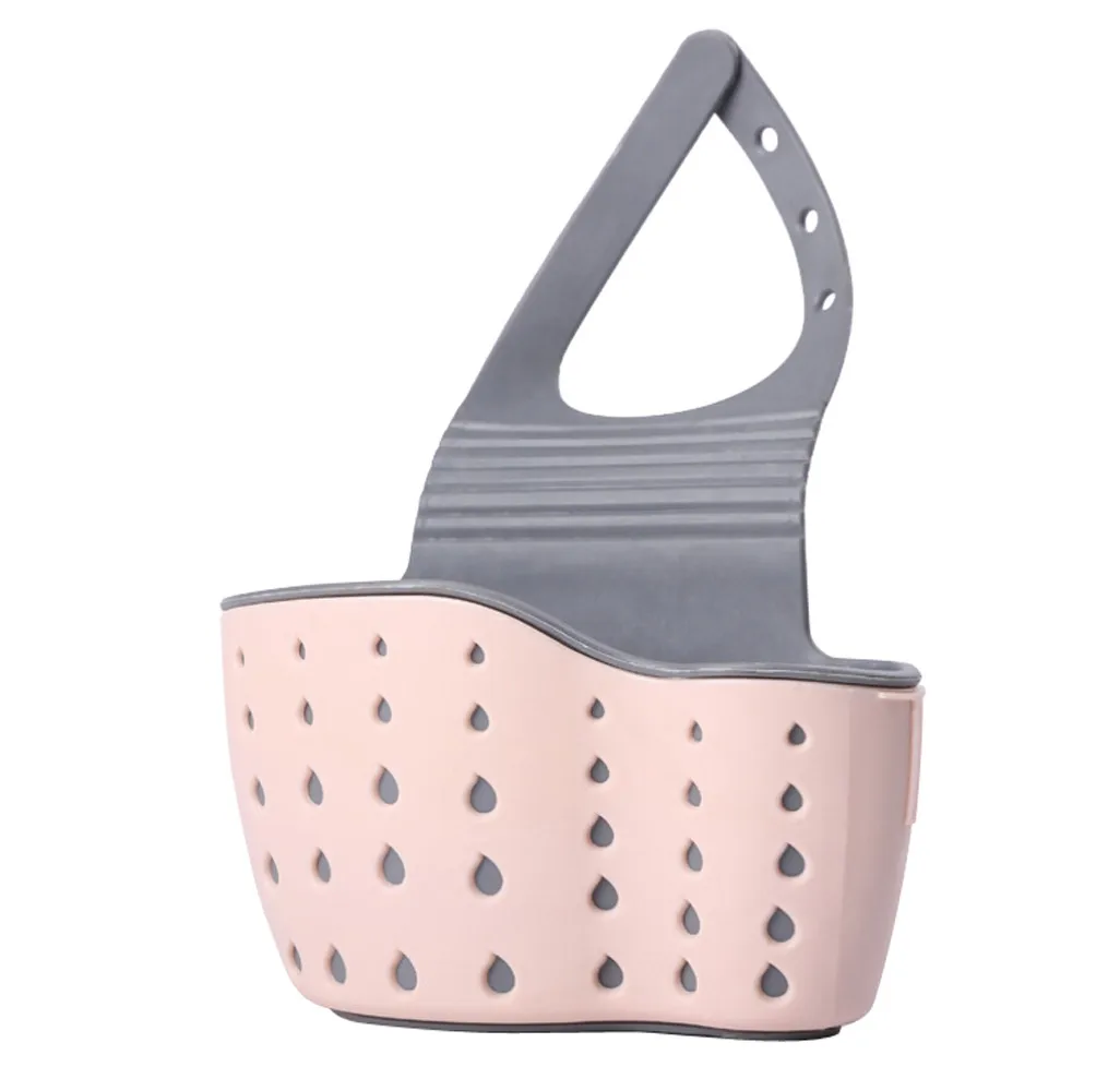 Многофункциональный подвесной сливной мешок корзина Бытовая присоска для хранения гибкая портативная корзина кухня ванная комната инструменты для хранения - Цвет: Розовый