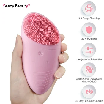 

Electric Facial Cleaning Silicone Brush Massager Face Washing Massage Devices Exfoliation Pores Deep Cleaner Facial Care Brush