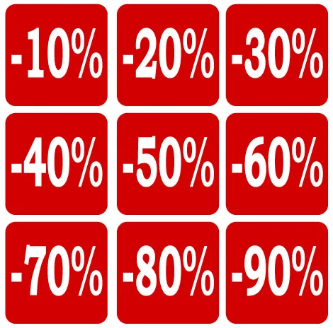 

200pcs 51x51mm 10 to 90 OFF DISCOUNT paper label sticker for shop sales, Item No. PD09