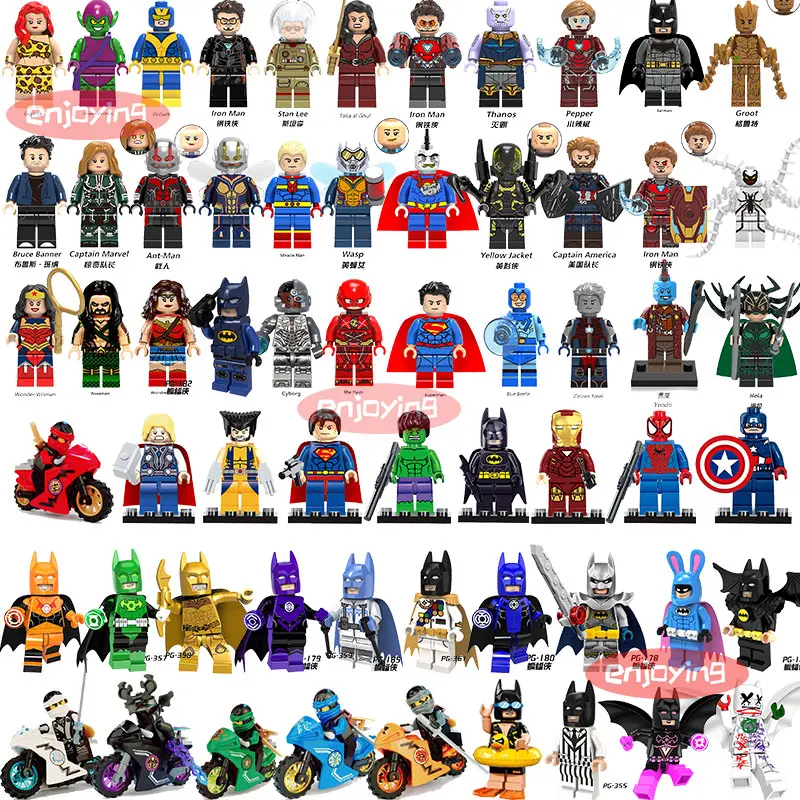 

Marvell Super Heroes Figures Batman Spiderman Ninjago Iron Man Hulk Compatible with LEGOing Building Blocks Toys for Children