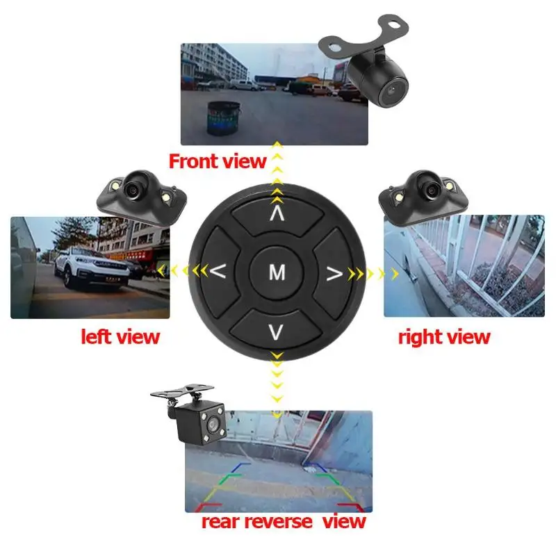 360 градусов птица вид Системы 4 Камера панорамный Видеорегистраторы для автомобилей Запись парковки Передний+ задний бампер+ левый+ правый вид IP камера с 5 дюймов монитор безопасности