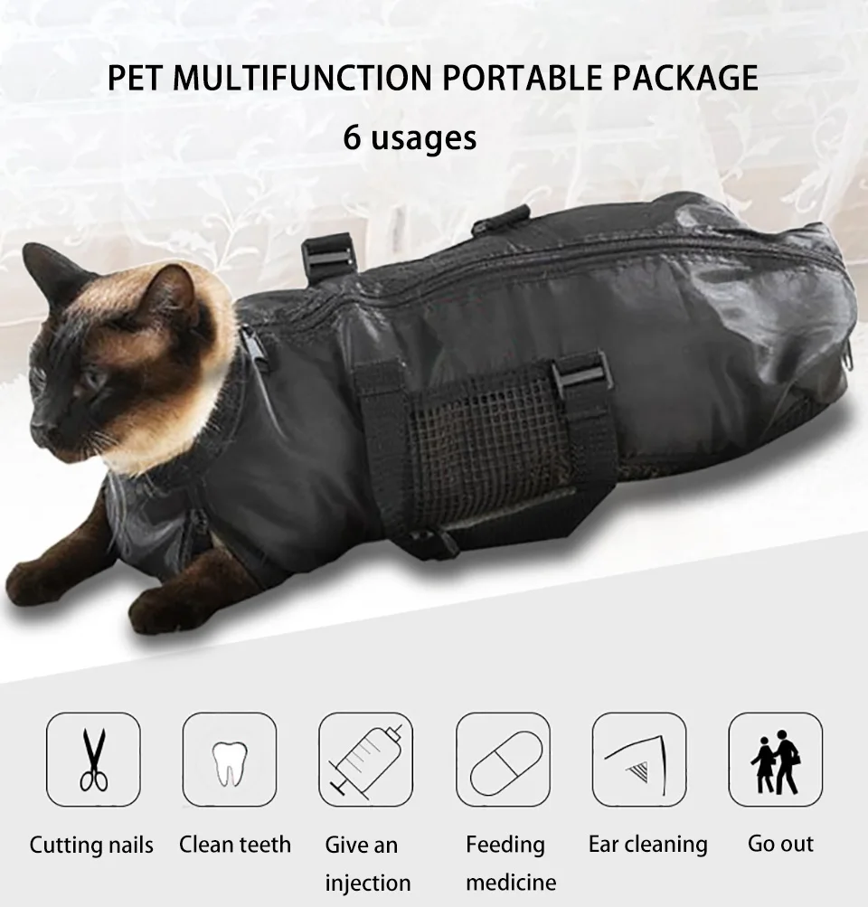 Многофункциональная сумка для груминга кошек, прочная удерживающая сумка для кошек, сумка-переноска для кошачьей мордочки, для купания, для ногтей, для чистки, красивые товары для домашних животных