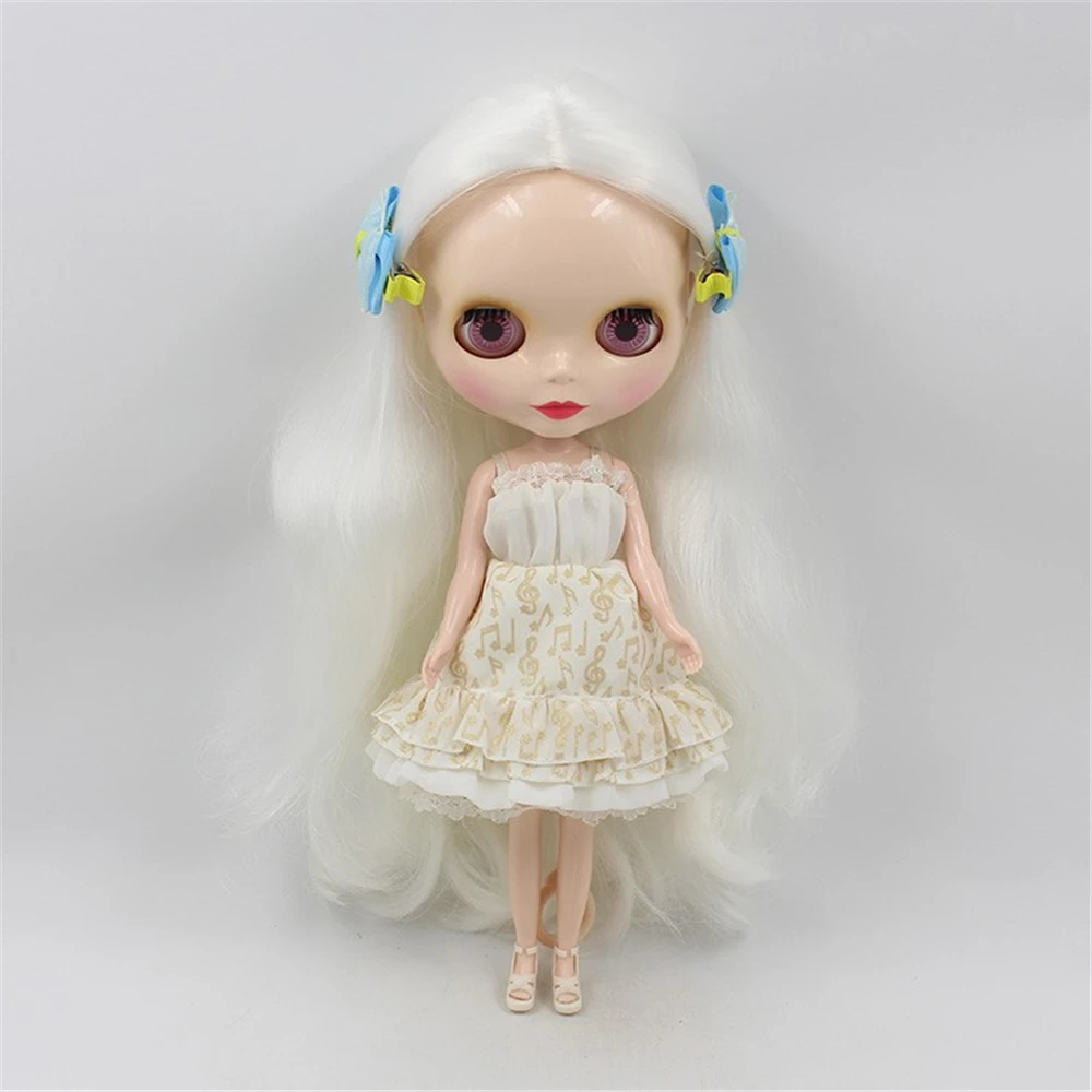 

Blyth Nude Doll with normal body White Wavy Long Hair Suitable DIY makeup fashion doll toys