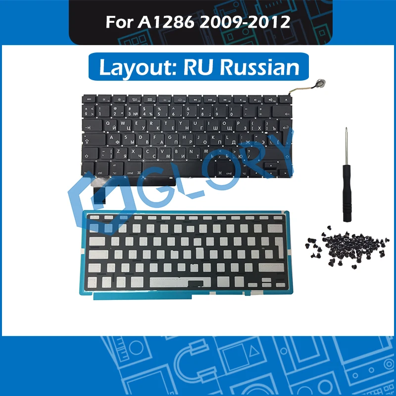 

A1286 Keyborad RU Russian Layout For Macbook Pro 15.4" Russia Keyboard with Backlight Screws Tool Replacement 2009-2012