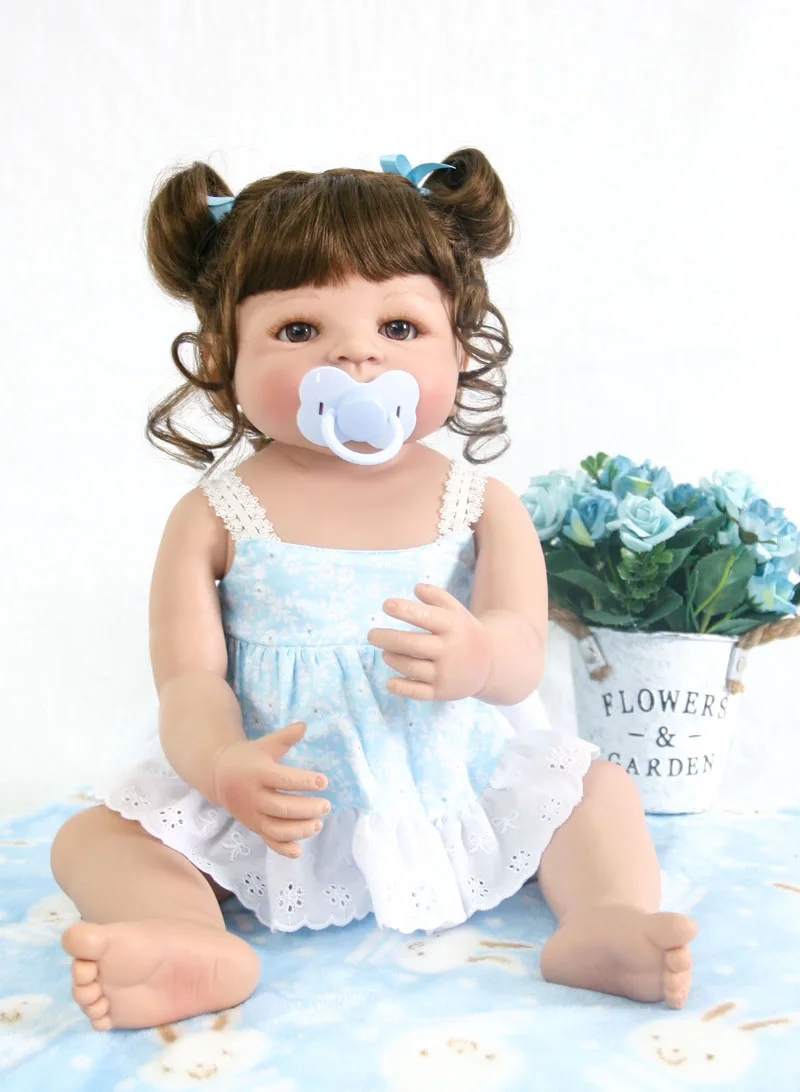 55 см полное тело силиконовые Reborn Baby Doll Игрушки для девочек Bonecas 22 дюймов виниловые Новорожденные принцесса Bebe живые Младенцы подарок на день рождения