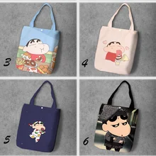 Crayon Shin-chan мультяшная печатная Холщовая Сумка для покупок, большая емкость, настраиваемая Сумка-тоут, модная женская Повседневная сумка на плечо