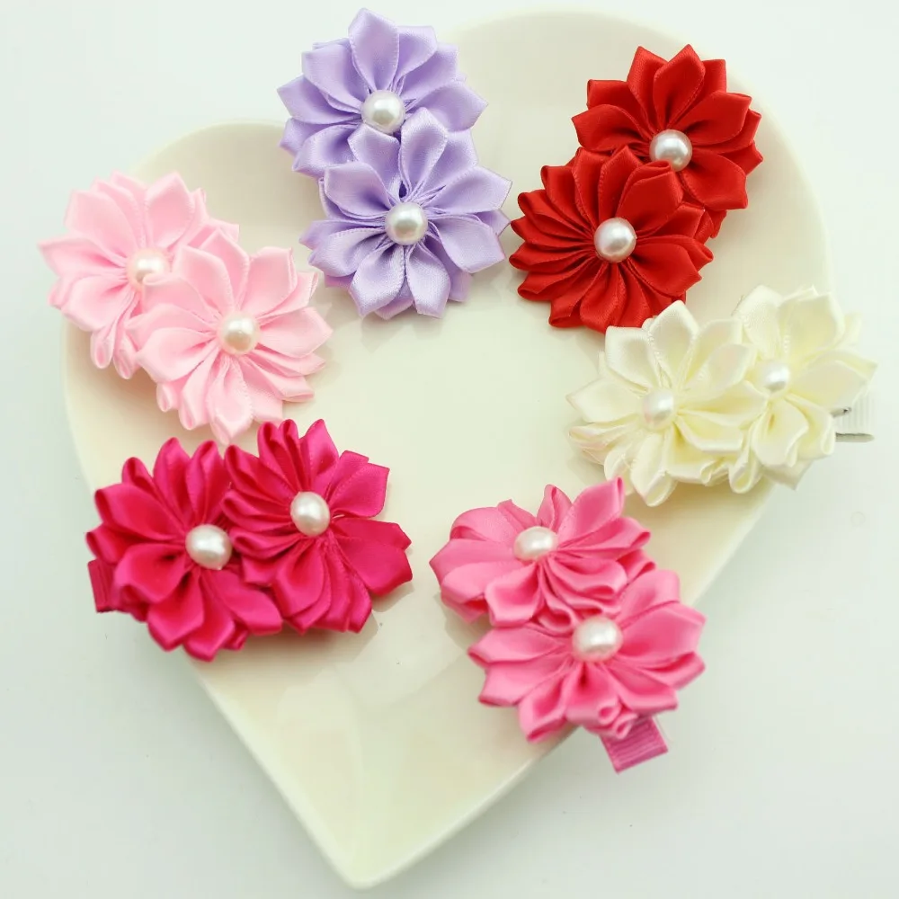 

New 2018 fashion children hair accessories baby girl hairwear girls flower with pearl hairclip/hairpins