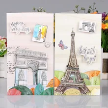 24pc/lot Tower World Architecture message business card /greeting festival paper cards with envelope
