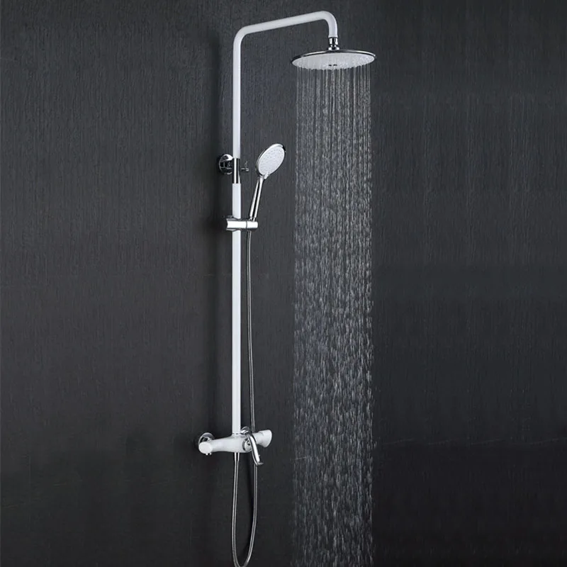 

Wall Mounted Shower Faucet Bathroom Rainfall Shower System Set Faucet Painting Golden/White Showerhead 9 Inch Handheld Showers