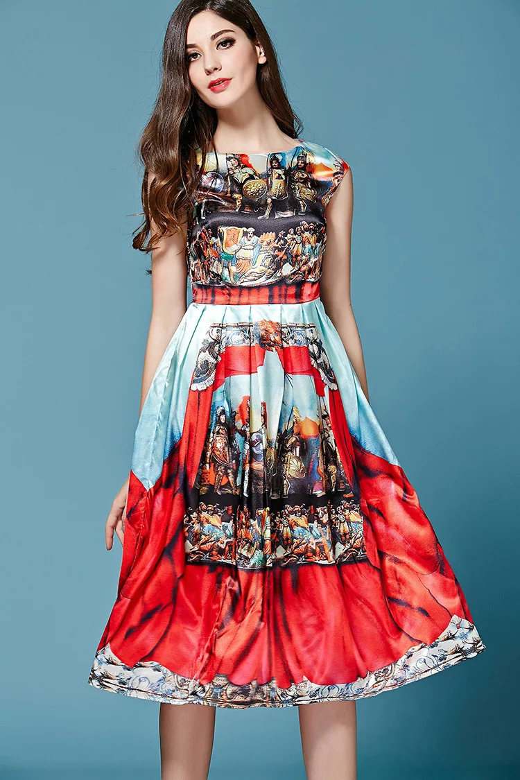 Big Size XXXL girl's Cute Print Color Dress Sleeveless Slim Birthday