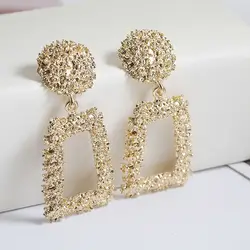 2019 большие Винтажные серьги для женщин золотые серебряные черные геометрические массивные серьги металлические серьги Висячие модные