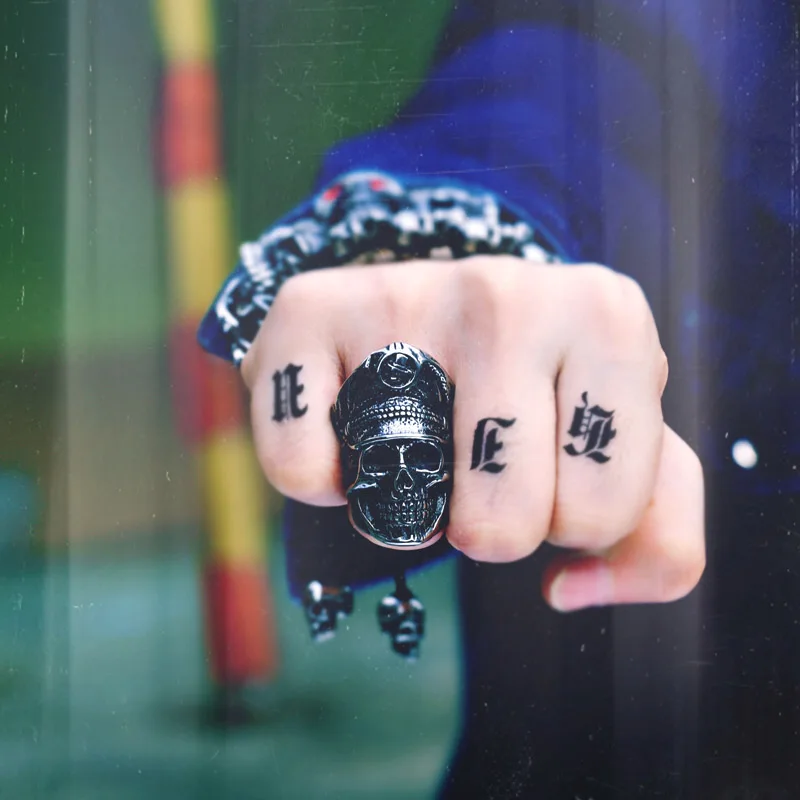 

Beier 316L Stainless Steel Cool Officer Dictator New Designed Skull Ring Fashion Punk Jewelry Free shipping BR8-349