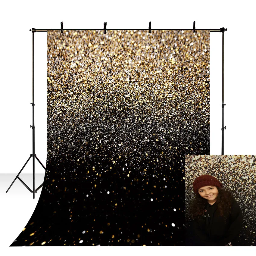 

MEHOFOTO Glitter Black Gold Dots Bokeh Photography Backdrop Photo Studio Background Props Party Events Decorations Supplies