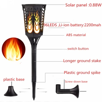 

Garden Decoration Solar LED Flame Lamps Waterproof Romantic Flicker Effect Torch Lights Indoor LED Fire Light Bulbs Outdoor Lawn