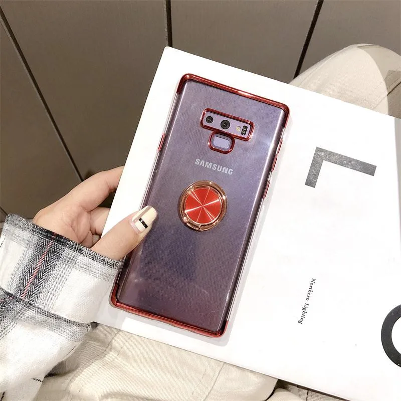 

Magnetic Bracket Finger Transparent Plating Case For Samsung Galaxy J4 J6 J8 S8 S9 S10 Lite Plus 2018 S6 S7 Edge Note 8 9 Cover