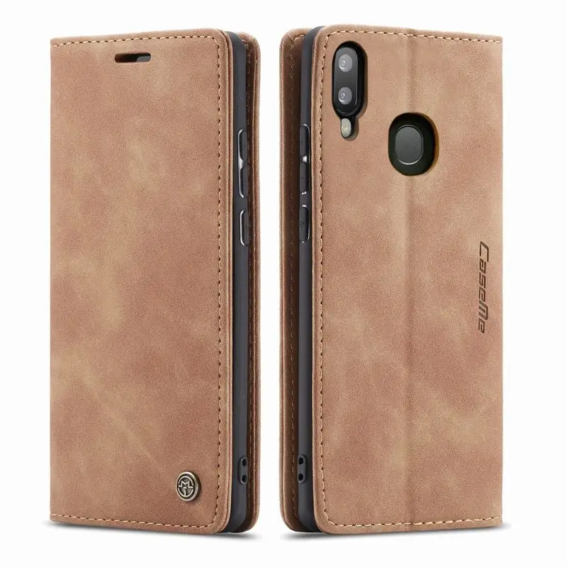 Матовый чехол для мобильного телефона Samsung Galaxy A40, кожаный чехол-книжка для телефона, чехлы для Samsung A40 A 40, чехол-кошелек, магнитный чехол, подставка - Цвет: Brown