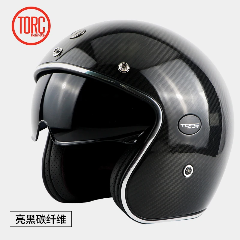 

TORC Motorcycle Carbon Fiber Helmet Motorbiker Open Face Retro Vintage JET Helmets Motocross Capacete Moto Casco