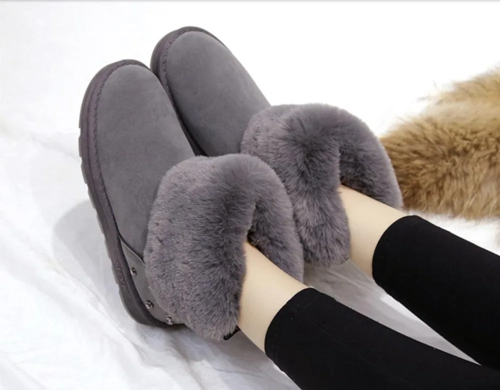 

2019 new women's thick-soled winter plush short tube thermal boots thick bottom women's fashion cotton shoes winter snow boots