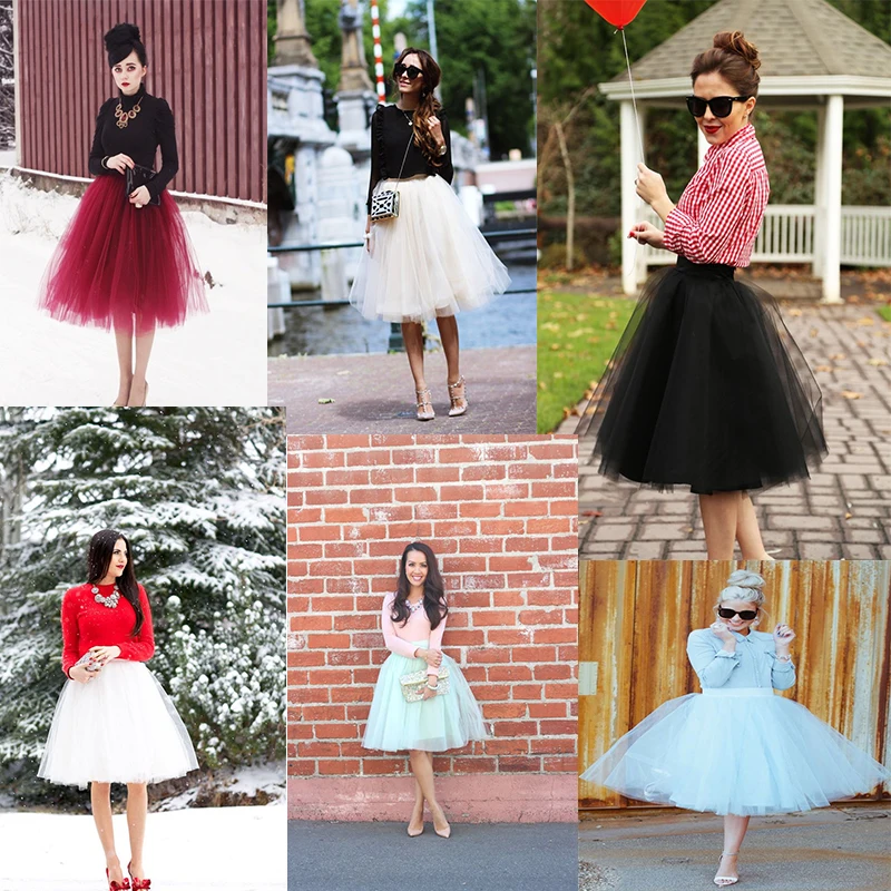 5 Layers 60cm Princess Midi Tulle Skirt Pleated Dance Tutu Skirts Womens Lolita Petticoat Jupe Saia faldas Party Puffy Skirts 5 Layers 60cm Princess Midi Tulle Skirt Pleated Dance Tutu Skirts Womens Lolita Petticoat Jupe Saia faldas Party Puffy Skirts