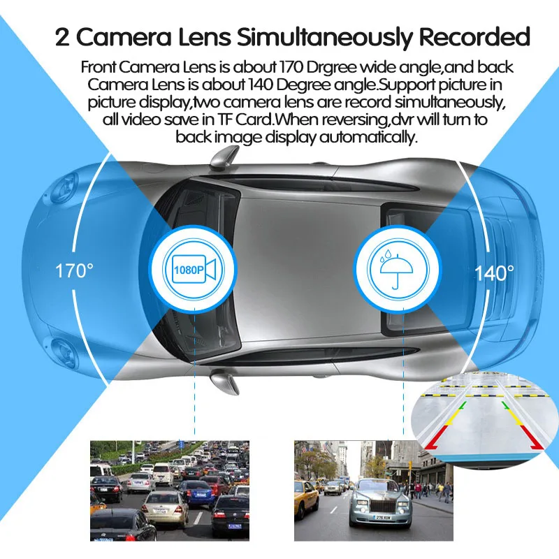 Автомобильный видеорегистратор Full HD 1080P dashcam 7,0 дюймов ips сенсорный видеорегистратор камера с двумя объективами с камерой заднего вида Авто регистратор видеорегистратор