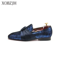 2019 Men New Dress Shoes Handmade Leisure Style Wedding Party Shoes Men Flats Leather Blue Loafers Working Shoes Big Size mabaiwan 2018 new fashion handmade men shoes slipper leather loafers dress wedding shoes men party slip on flats plus size 38 46