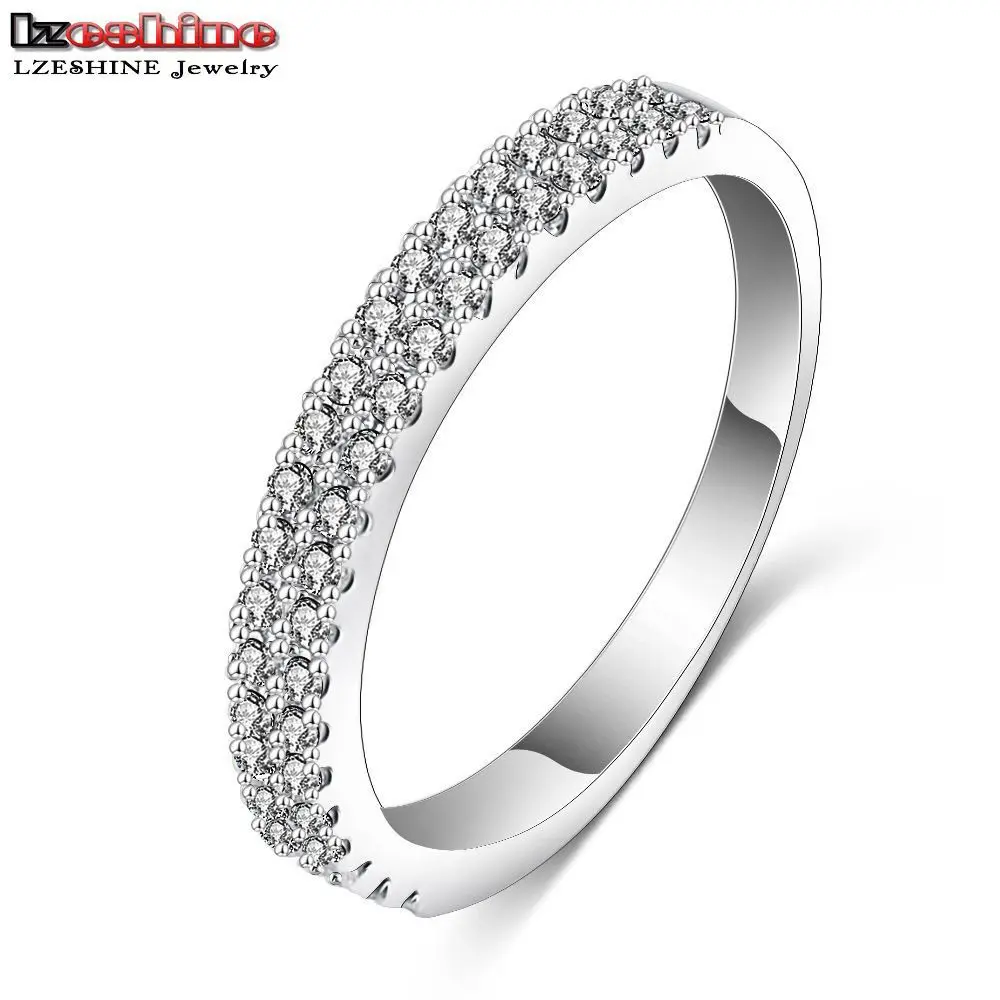 LZESHINE Wedding Ring Genuine SWA Element Engagement Rings Silver Color
