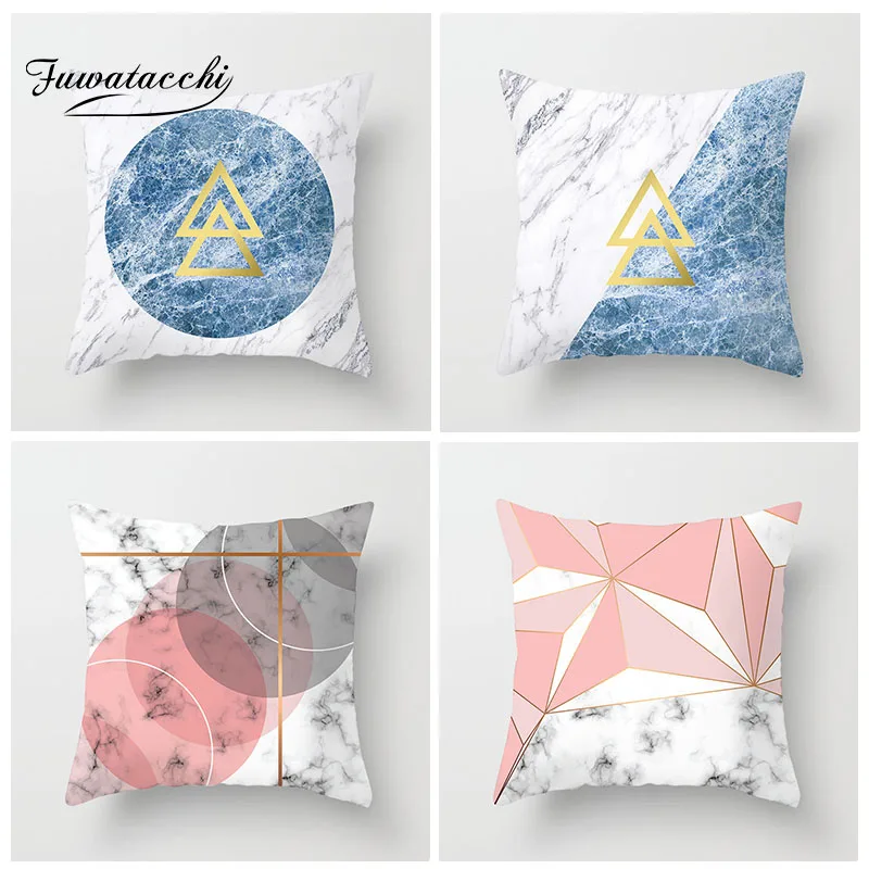 

Fuwatacchi Geometric Marble Texture Cushion Cover Nordic Style Patchwork Pillow Cover Home Sofa Decorative Pillows Case