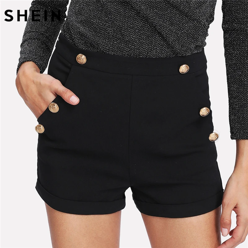Buy SHEIN Shorts Women High Waisted Shorts Black