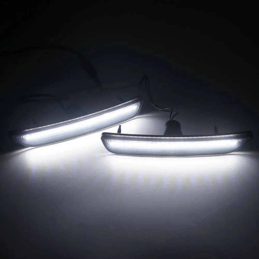 (Front) For Ford Mustang 2011 2012 2013 2014 27-SMD Integrated Turn Signals Car Front Side Marker Lamps Bumper Lights LED (1)