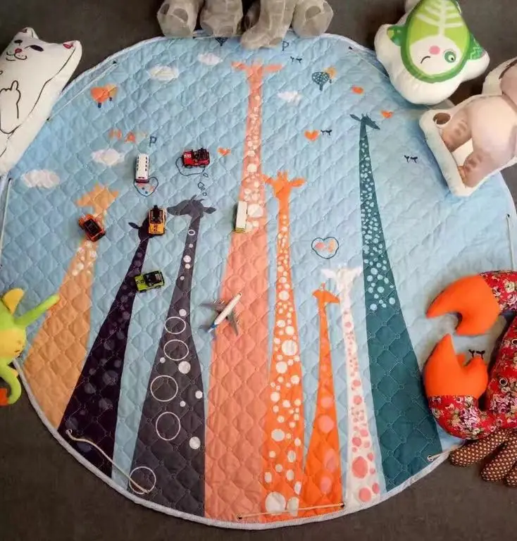 Skyleshine Giraffe Play Mats Toys Storage Bag Round Carpet Rugs Large