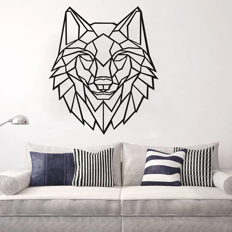 Si Di Ke мультипликационный волк Геометрическая Настенная Наклейка для гостиной спальни виниловая настенная наклейка s