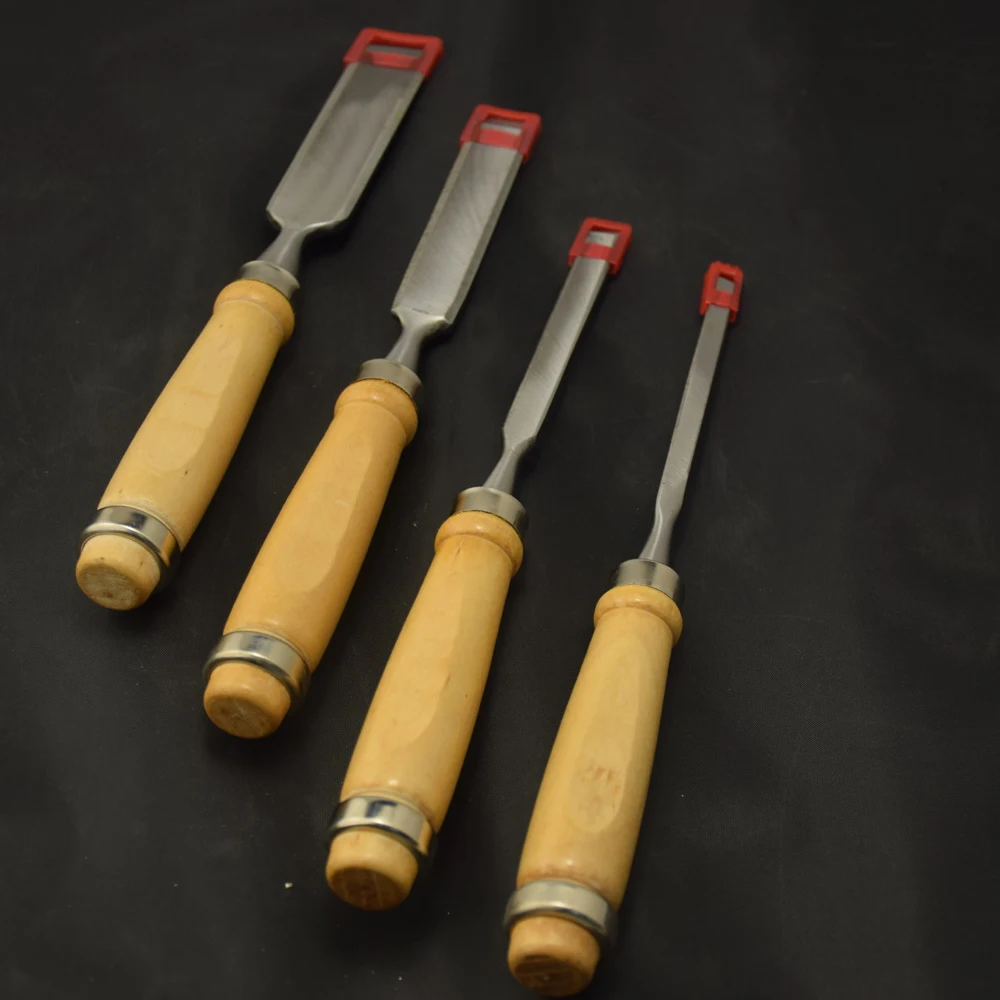 4Pcs Carving Set Wood Flat Chisel Wood working Tool Tools Handle Hand