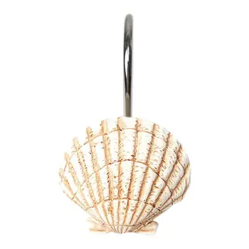 

Anti Rust Shower Curtain Hooks Rings 12PCS Seashell Glide Shower Curtain Hooks for Bathroom