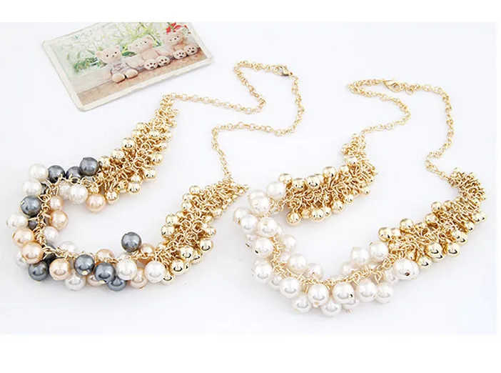 Модные золотые ювелирные воротнички, ожерелья с искусственным жемчугом и кулоны женские аксессуары Gros Collier Femme