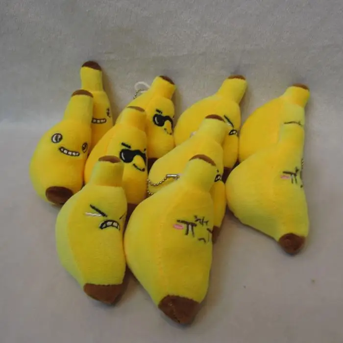 10pcs/set Creative Banana Expression Soft Mini Plush Keychain Toy Doll Gift Collection Gifts