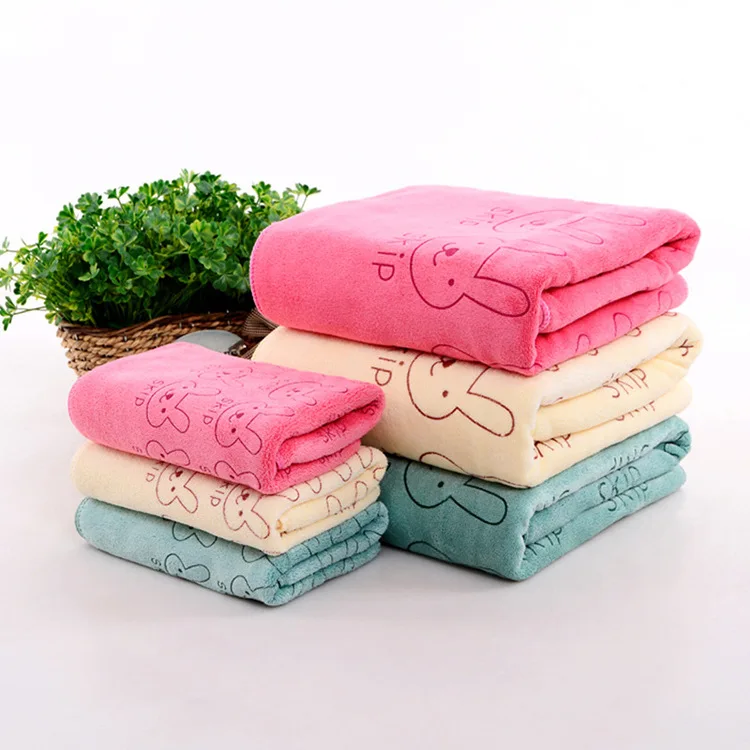 

New Absorbent Microfiber Towel Bathroom Drying Washcloth Cute Rabbit Animal Beach Towel Cotton Wash for Adult Baby Towel 25x50cm