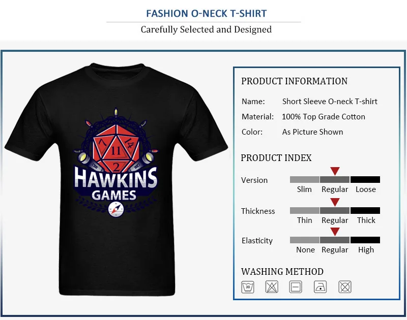 Casual Hawkins Games Crewneck Top T-shirts NEW YEAR DAY Tops Shirts Short Sleeve for Adult 2018 100% Cotton Fabric Party T Shirt Hawkins Games