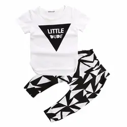 Бесплатная доставка Лето 2017 г. Стиль Одежда для младенцев комплекты одежды для малышей мальчиков хлопок короткий рукав Одежда для