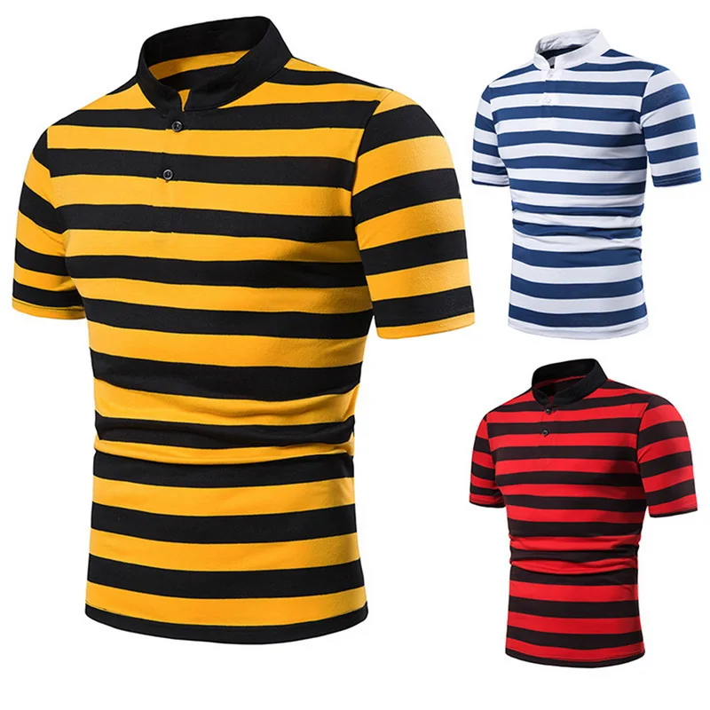 

Oeak Summer Men Classic Colorful Stripe Polo Shirt Design Men Short Sleeve Polo Shirts Slim Mens Tops Casual Men Clothing