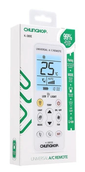 

100pcs/Lot CHUNGHOP K-380E 5000 in 1 Universal A/C Remote Control for Air Conditioner LED Light & Back Light Function Box Pack