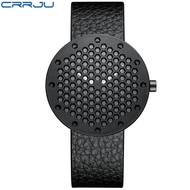 Crrju новые мужские спортивные кварцевые часы для мужчин лучший бренд класса люкс дизайнерские часы мужские Кварцевые Золотые часы Мужская мода Relogio Masculino - Цвет: Black leather